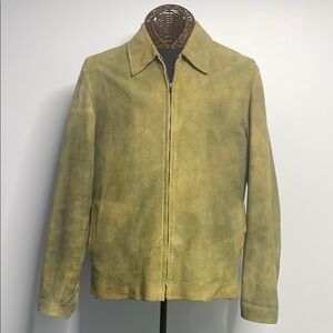 Italian Leather Calvin Klein Olive Green Lightweight Jacket